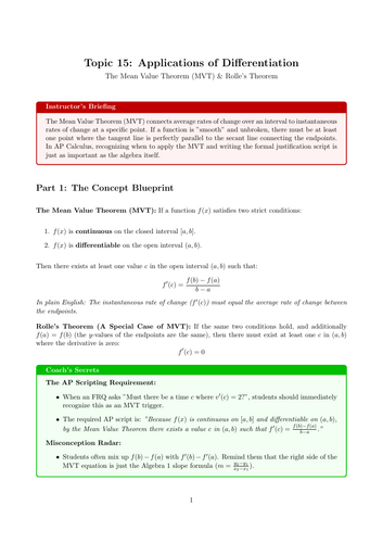 The Mean Value Theorem | Ready-to-Teach Resource | Maths Cover Work & Home Learning