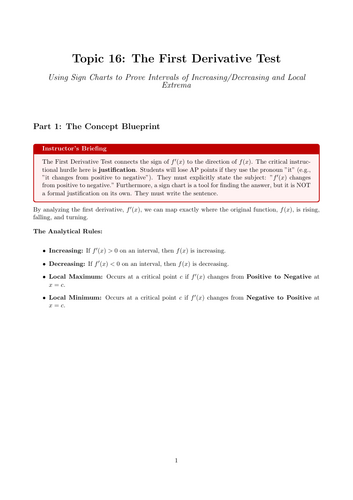 The First Derivative Test | Ready-to-Teach Resource | Maths Cover Work & Home Learning