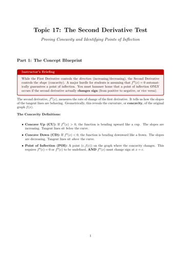 Concavity & The Second Derivative Test | Ready-to-Teach Resource | Maths Cover Work & Home Learning
