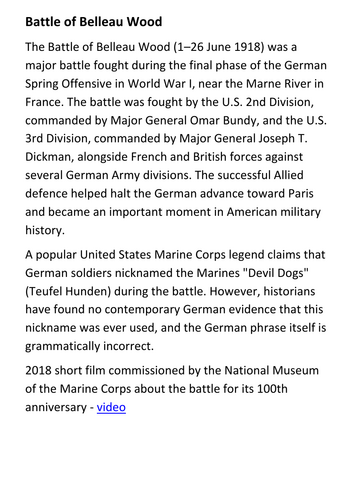Battle of Belleau Wood Handout