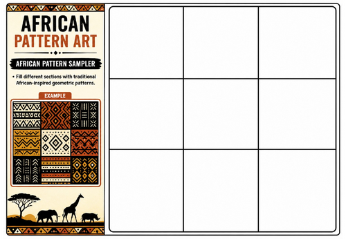 African Pattern Sampler Worksheet | KS2 KS3 African Art Patterns, Geometric Design & Cover Lesson