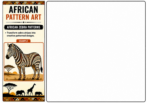 African Zebra Patterns Worksheet | KS2 KS3 African Art Animal Design Activity