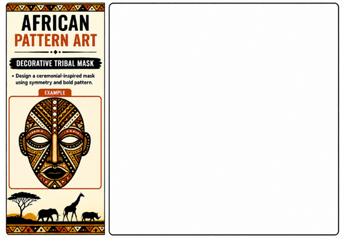 Decorative Tribal Mask Worksheet | KS2 KS3 African Pattern Art Symmetry Activity