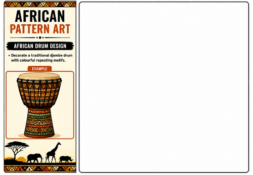 African Drum Design Worksheet | KS2 KS3 Djembe Pattern Art Activity