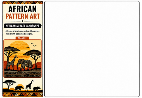 African Sunset Landscape Worksheet | KS2 KS3 African Pattern Art Cover Lesson