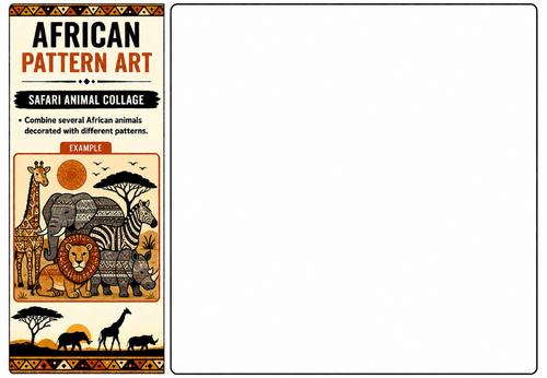 Safari Animal Collage Worksheet | KS2 KS3 African Pattern Art Wildlife Activity