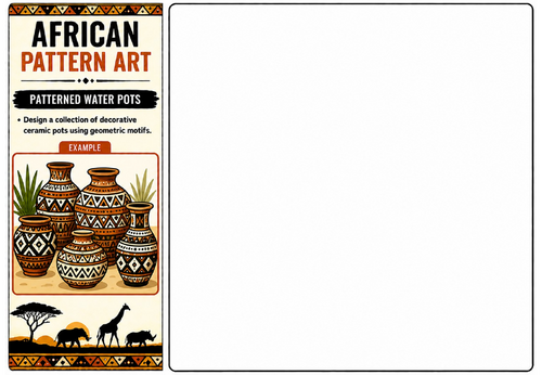 Patterned Water Pots Worksheet | KS2 KS3 African Ceramic Pattern Art Activity