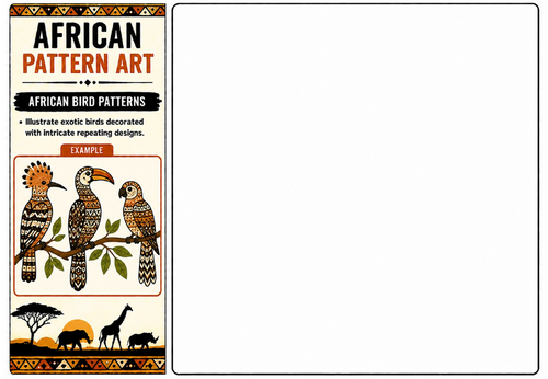 African Bird Patterns Worksheet | KS2 KS3 African Wildlife Pattern Drawing Activity