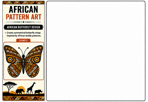 African Butterfly Design Worksheet | KS2 KS3 African Pattern Art Symmetry Activity