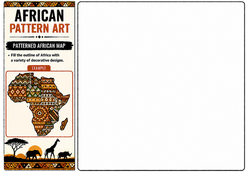 Patterned African Map Worksheet | KS2 KS3 African Pattern Art Geography Activity