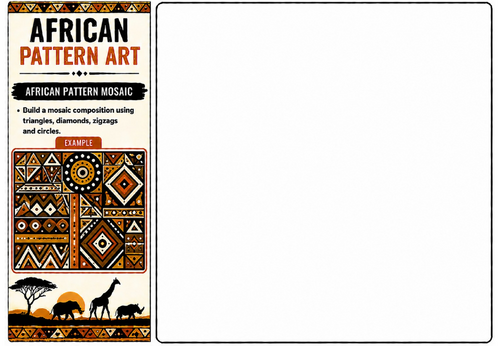 African Pattern Mosaic Worksheet | KS2 KS3 Geometric Pattern Art Activity