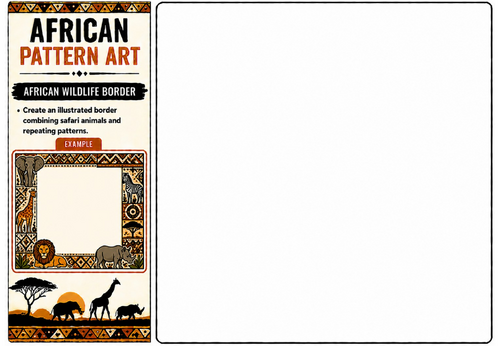 African Wildlife Border Worksheet | KS2 KS3 Decorative Border Design Activity