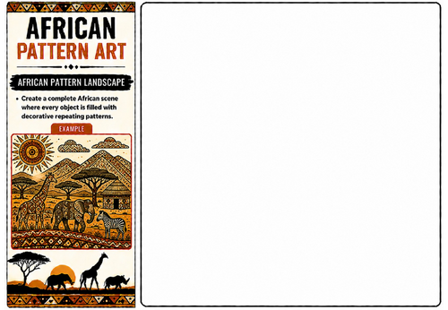 African Pattern Landscape Worksheet | KS2 KS3 African Art Drawing Challenge