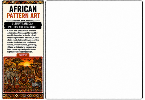 Ultimate African Pattern Art Challenge Worksheet | KS2 KS3 African Art Cover Lesson & Drawing Activi
