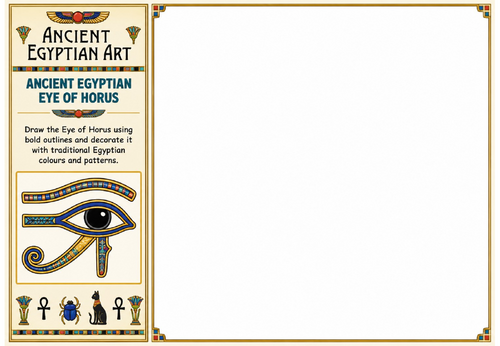 Ancient Egyptian Eye of Horus Drawing Worksheet | KS2 KS3 Art Cover Lesson | Egyptian Symbols Activi