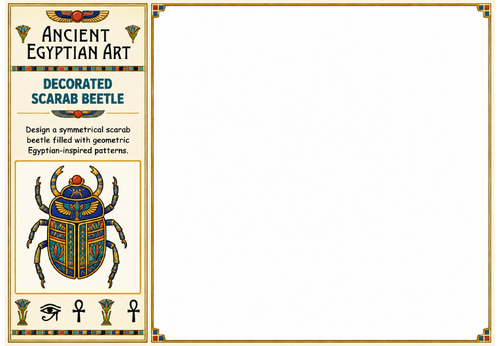 Decorated Scarab Beetle Art Worksheet | KS2 KS3 Ancient Egyptian Drawing Activity | Printable Cover