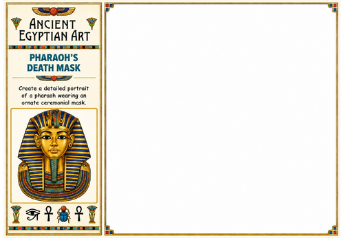 Pharaoh's Death Mask Drawing Worksheet | Ancient Egyptian Art | KS2 KS3 Art Cover Lesson