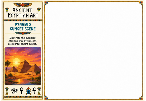 Pyramid Sunset Scene Drawing Worksheet | Ancient Egyptian Landscape Art | KS2 KS3