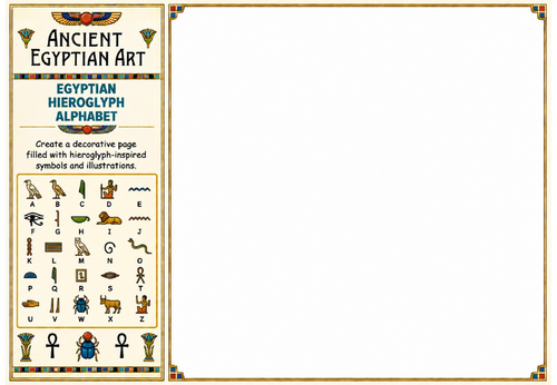 Egyptian Hieroglyph Alphabet Worksheet | Ancient Egyptian Symbols Drawing Activity | KS2 KS3