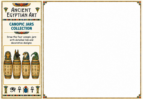 Canopic Jars Collection Drawing Worksheet | Ancient Egyptian Art | KS2 KS3 Cover Lesson