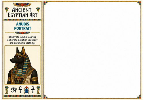 Anubis Portrait Drawing Worksheet | Ancient Egyptian Gods Art Activity | KS2 KS3