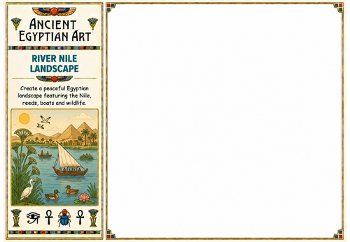 River Nile Landscape Drawing Worksheet | Ancient Egyptian Art Activity | KS2 KS3