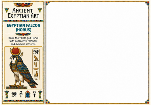 Egyptian Falcon (Horus) Drawing Worksheet | Ancient Egyptian Mythology Art | KS2 KS3