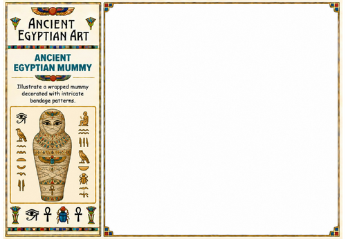 Ancient Egyptian Mummy Drawing Worksheet | KS2 KS3 Art Cover Lesson | Ancient Egypt Activity