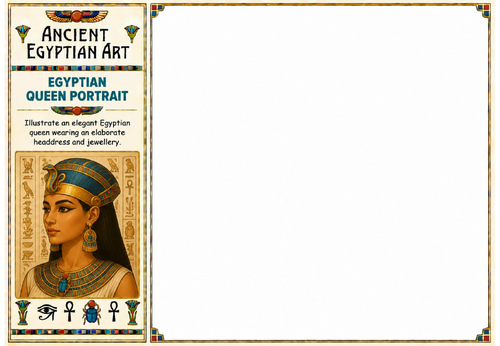 Egyptian Queen Portrait Worksheet | Ancient Egyptian Art | KS2 KS3 Drawing Activity