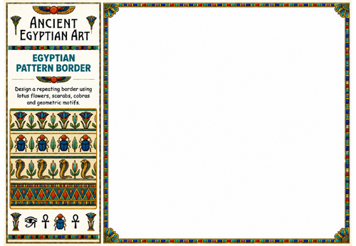 Egyptian Pattern Border Design Worksheet | Ancient Egyptian Decorative Art | KS2 KS3
