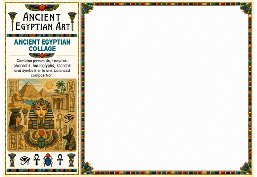 Ancient Egyptian Collage Drawing Worksheet | KS2 KS3 Art Activity | Cultural Art Resource