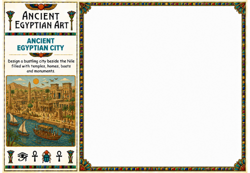 Ancient Egyptian City Drawing Worksheet | KS2 KS3 Art Cover Lesson | Egyptian Architecture Activity