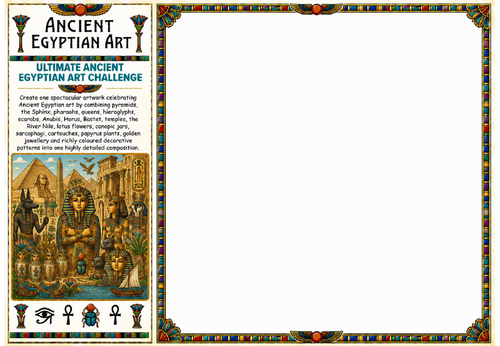 Ultimate Ancient Egyptian Art Challenge Worksheet | KS2 KS3 Drawing Challenge | Cultural Art Cover L