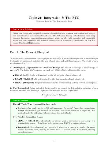 Riemann Sums & Definite Integrals | Ready-to-Teach Resource | Maths Cover Work & Home Learning