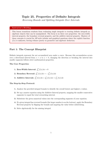 Properties of Definite Integrals: Reversing Bounds and Splitting Integrals Over Intervals | Ready-to