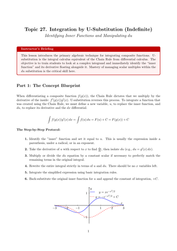 Integration by U-Substitution (Indefinite)  | Ready-to-Teach Resource | Maths Cover Work & Home Lear