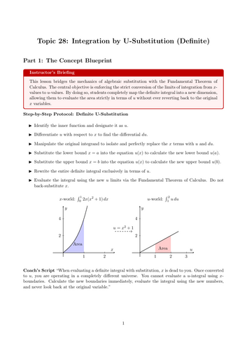 Integration by U-Substitution (Definite) | Ready-to-Teach Resource | Maths Cover Work & Home Learnin