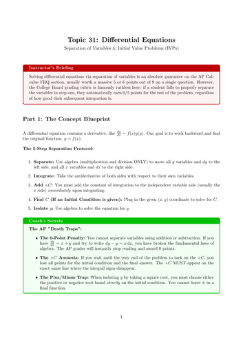 Differential Equations | Ready-to-Teach Resource | Maths Cover Work & Home Learning