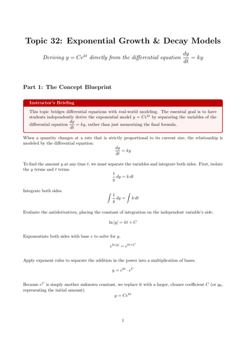 Exponential Growth & Decay Models | Ready-to-Teach Resource | Maths Cover Work & Home Learning