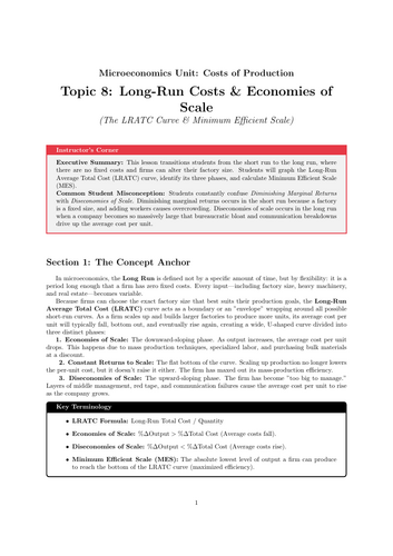 Secondary Economics Cover Work: Long-Run Costs and Economies of Scale