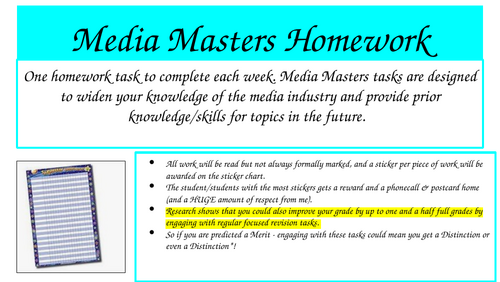 BTEC TECH Creative Media Production Homework SOL Autumn 1