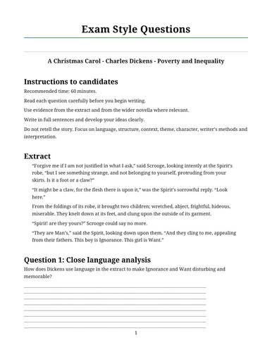 A Christmas Carol – Poverty and Inequality
