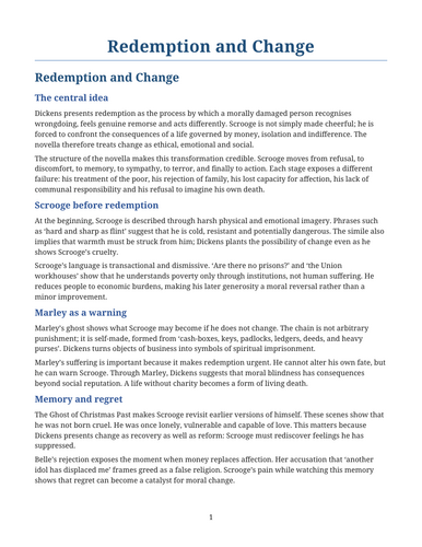 A Christmas Carol – Redemption and Change
