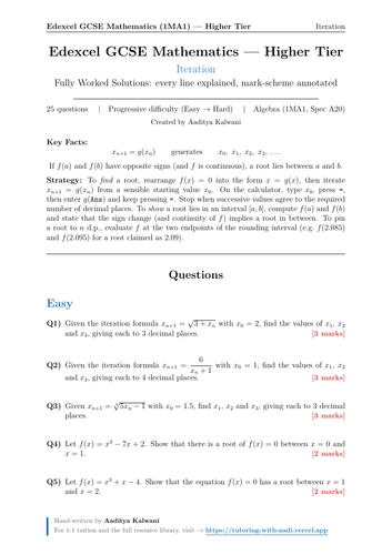 Iteration | 25 Worked Examples | Edexcel GCSE Higher Maths