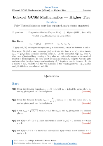 Iteration | 25 Worked Examples | Edexcel GCSE Higher Maths