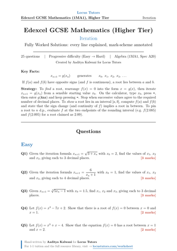 Iteration | 25 Worked Examples | Edexcel GCSE Higher Maths