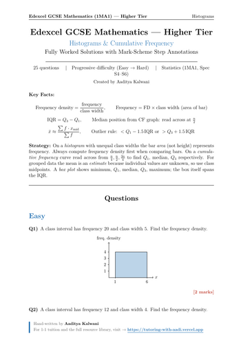 Histograms | 25 Worked Examples | Edexcel GCSE Higher Maths