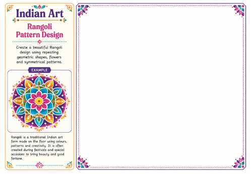 Rangoli Pattern Design | Indian Art Worksheet | KS2 KS3 Cultural Art Activity