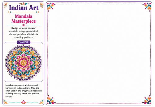 Mandala Masterpiece | Indian Art Worksheet | KS2 KS3 Mindful Drawing Activity