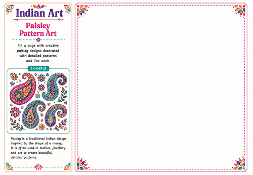 Paisley Pattern Art | Indian Art Worksheet | KS2 KS3 Decorative Design Activity